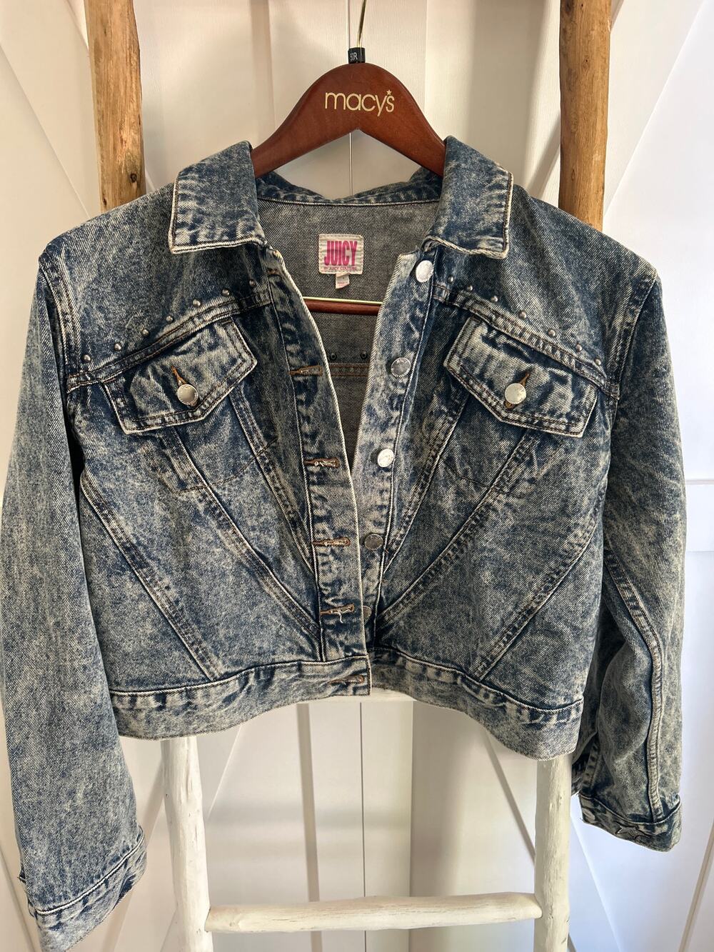 Juicy by Juicy Couture Women’s Acid Washed 80s 90s Denim Studded Medium